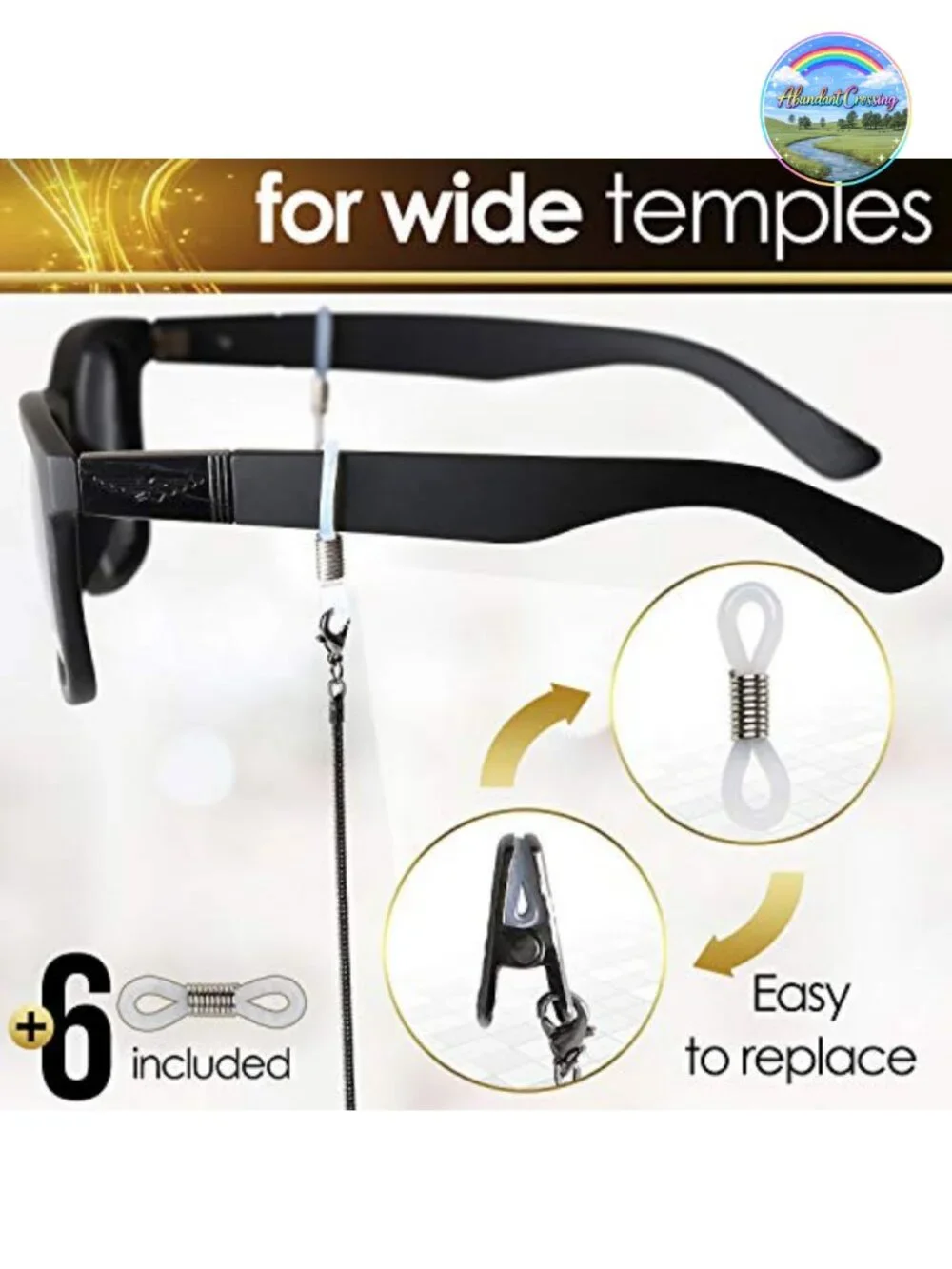 Stainless Steel Eyeglass Chain with Non-Slip Alligator Clamps